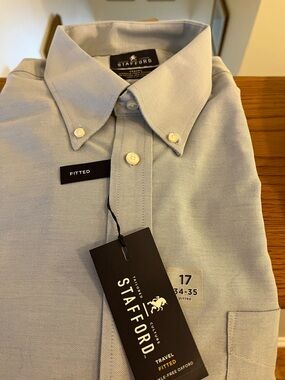 Stafford Light Blue Button-Down Oxford Dress Shirt